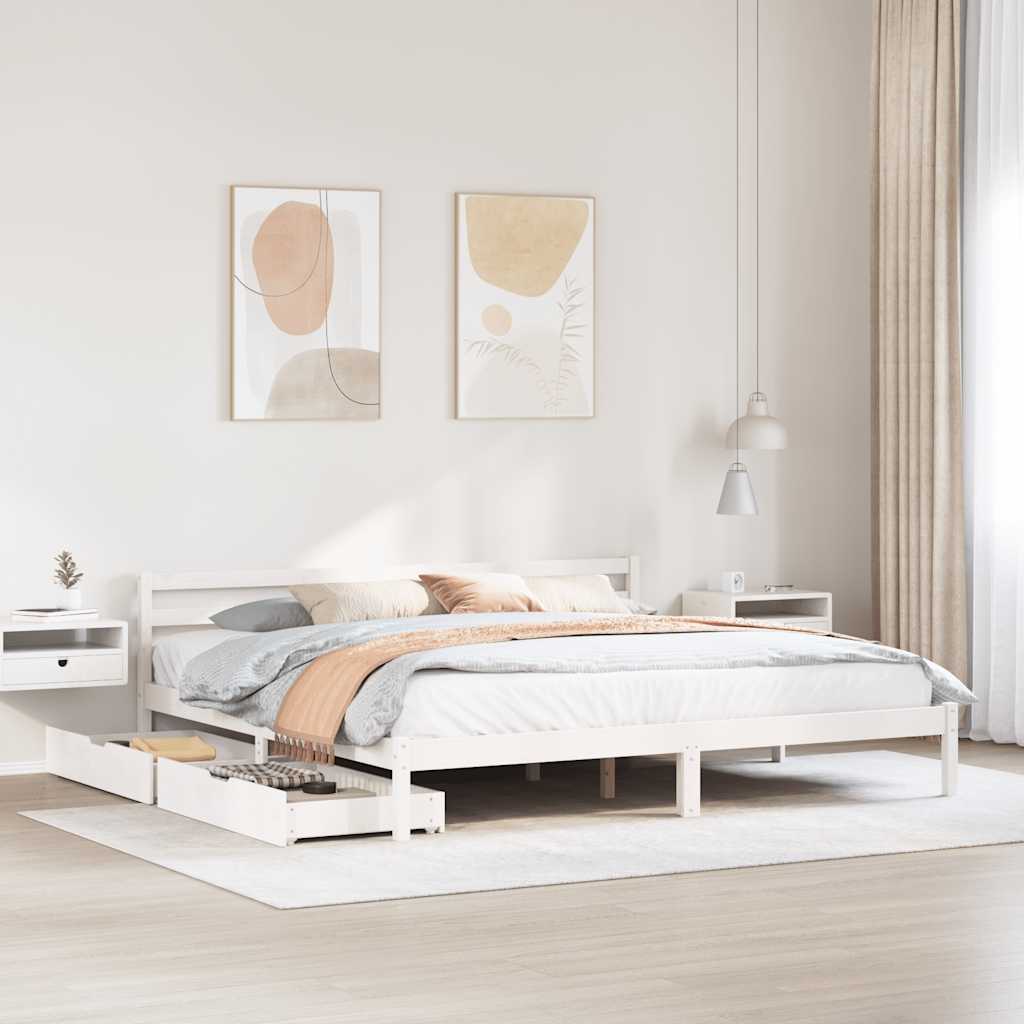 Bedframe zonder matras massief grenenhout wit 200x200 cm is nu te koop bij PeponiXL, paradijselijk wonen!