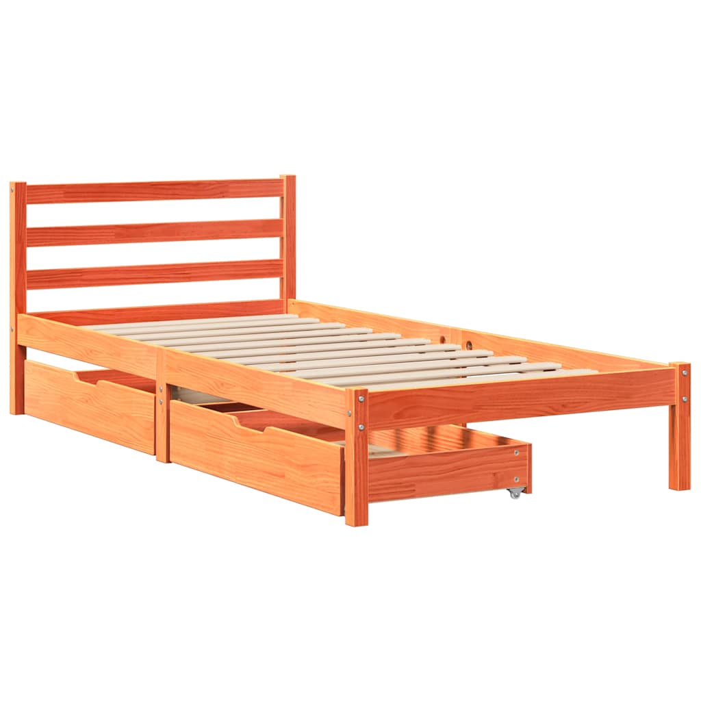 Bedframe zonder matras massief grenenhout wasbruin 75x190 cm is nu te koop bij PeponiXL, paradijselijk wonen!