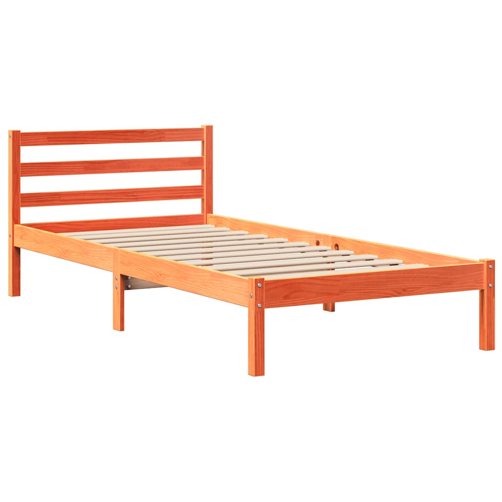 Bedframe zonder matras massief grenenhout wasbruin 75x190 cm is nu te koop bij PeponiXL, paradijselijk wonen!