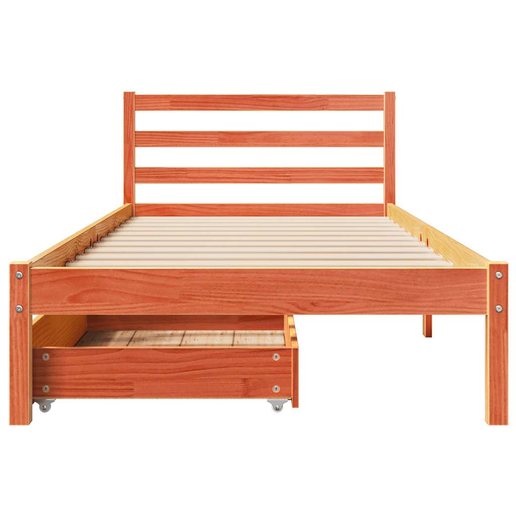 Bedframe zonder matras massief grenenhout wasbruin 90x190 cm is nu te koop bij PeponiXL, paradijselijk wonen!