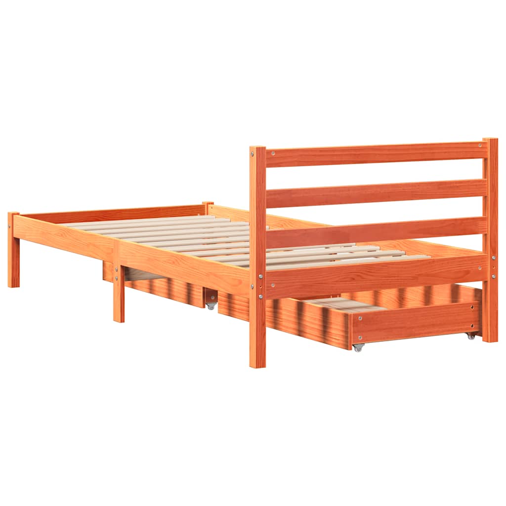 Bedframe zonder matras massief grenenhout wasbruin 90x190 cm is nu te koop bij PeponiXL, paradijselijk wonen!