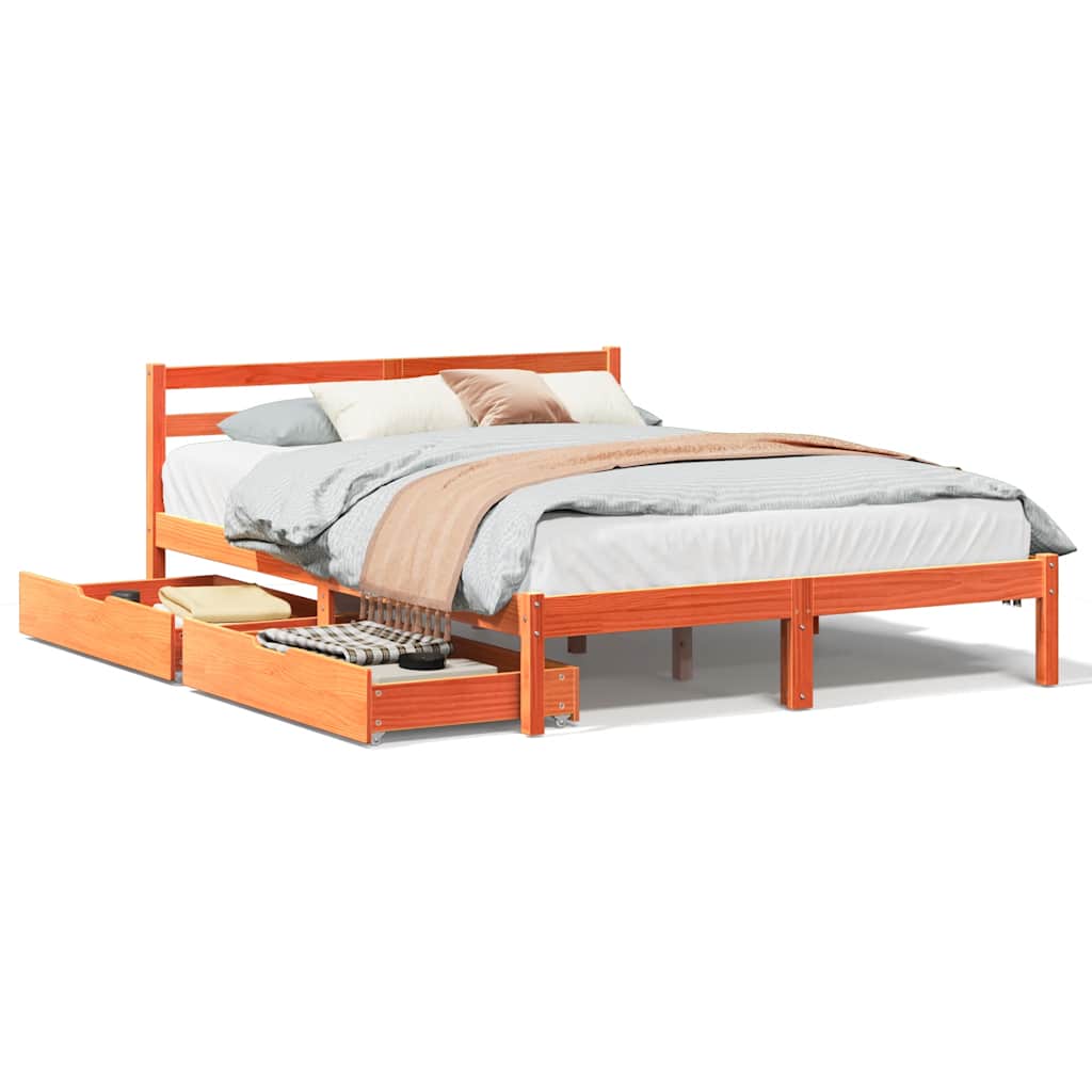 Bedframe zonder matras massief grenenhout wasbruin 120x190 cm is nu te koop bij PeponiXL, paradijselijk wonen!