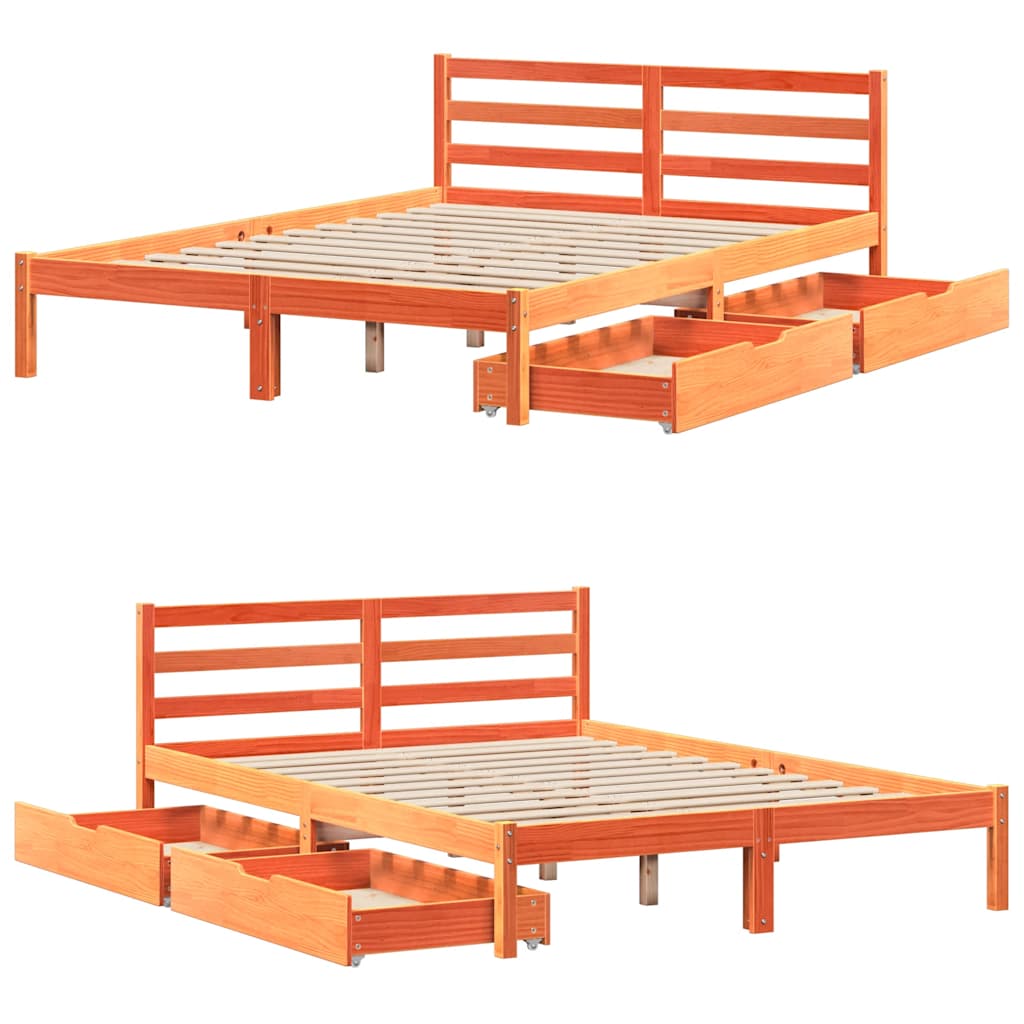 Bedframe zonder matras massief grenenhout wasbruin 120x190 cm is nu te koop bij PeponiXL, paradijselijk wonen!