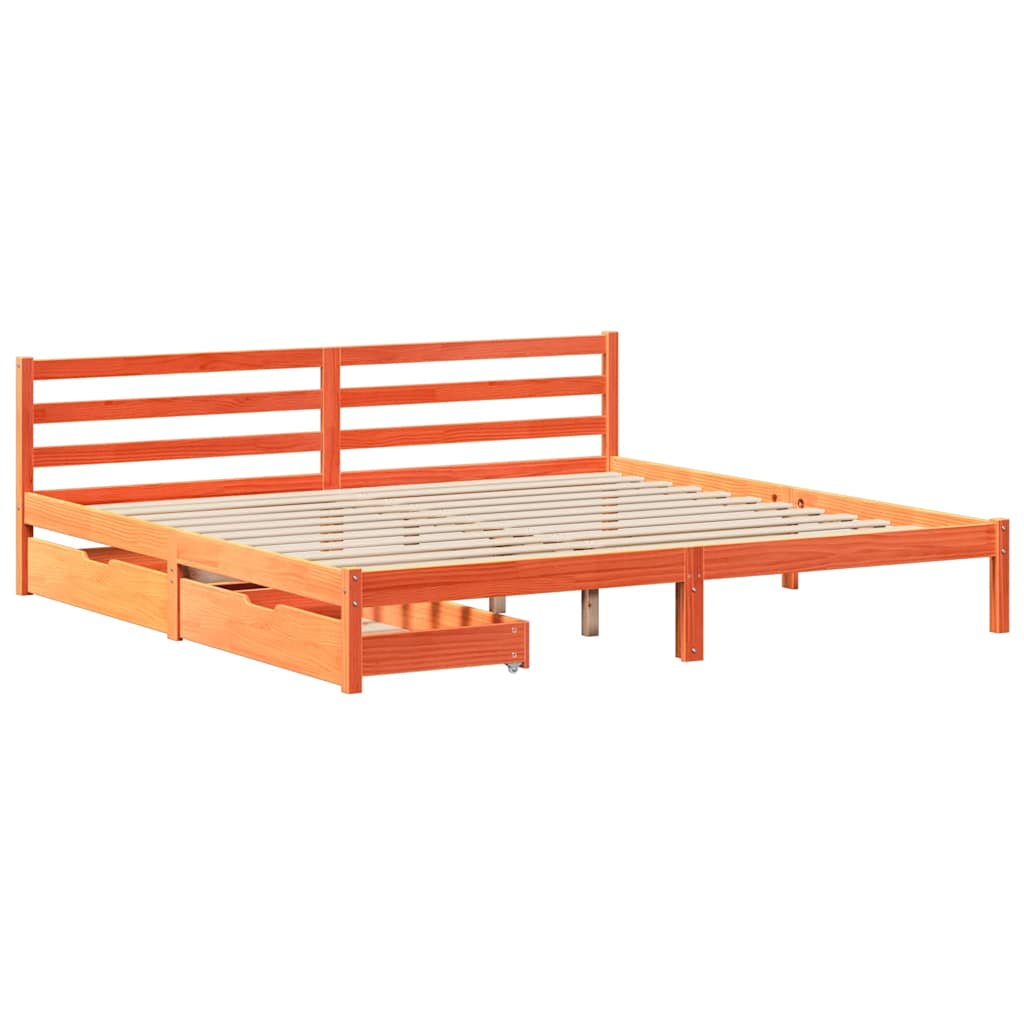 Bedframe zonder matras massief grenenhout wasbruin 200x200 cm is nu te koop bij PeponiXL, paradijselijk wonen!