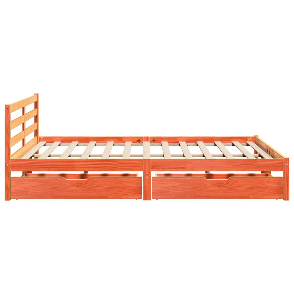 Bedframe zonder matras massief grenenhout wasbruin 200x200 cm is nu te koop bij PeponiXL, paradijselijk wonen!