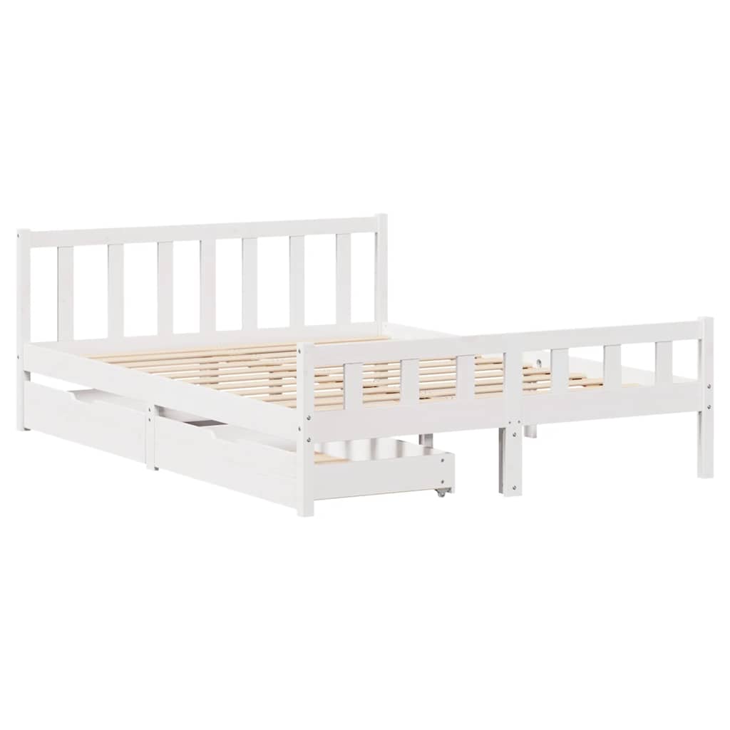 Bedframe zonder matras massief grenenhout wit 150x200 cm is nu te koop bij PeponiXL, paradijselijk wonen!