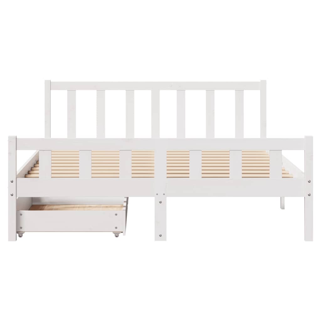 Bedframe zonder matras massief grenenhout wit 150x200 cm is nu te koop bij PeponiXL, paradijselijk wonen!