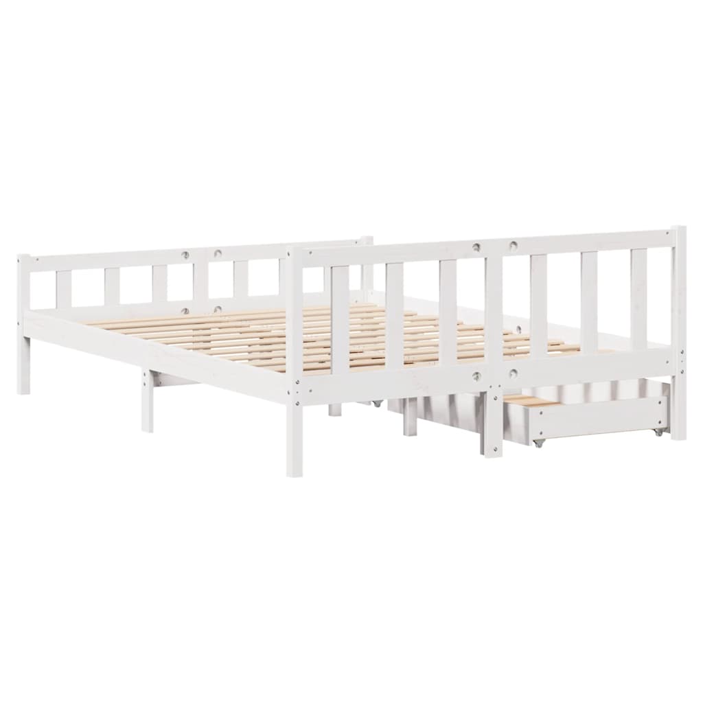 Bedframe zonder matras massief grenenhout wit 150x200 cm is nu te koop bij PeponiXL, paradijselijk wonen!