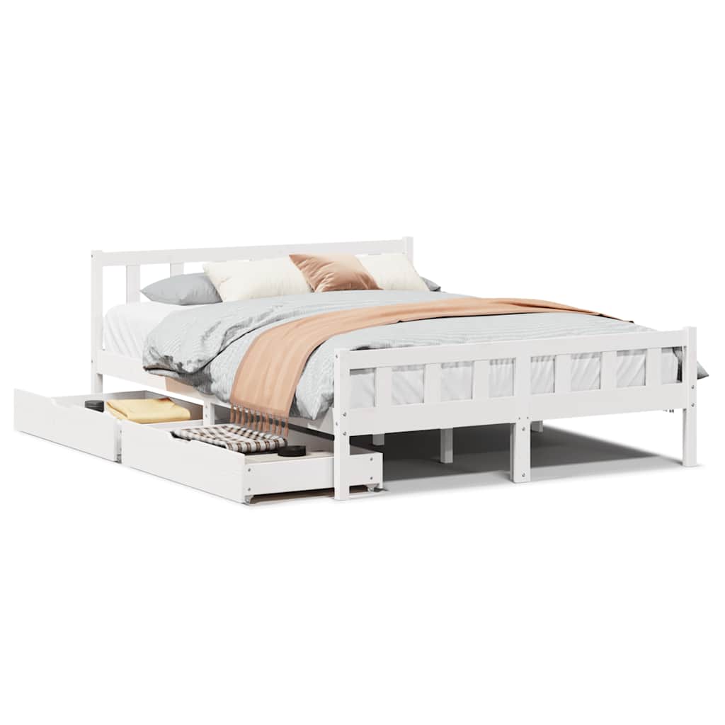 Bedframe zonder matras massief grenenhout wit 160x200 cm is nu te koop bij PeponiXL, paradijselijk wonen!
