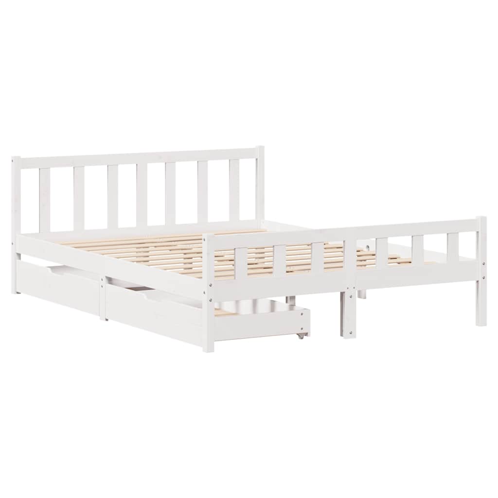 Bedframe zonder matras massief grenenhout wit 160x200 cm is nu te koop bij PeponiXL, paradijselijk wonen!