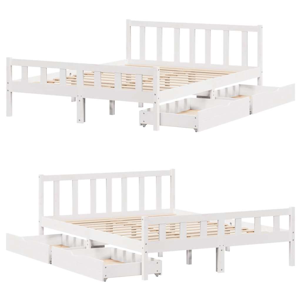 Bedframe zonder matras massief grenenhout wit 160x200 cm is nu te koop bij PeponiXL, paradijselijk wonen!