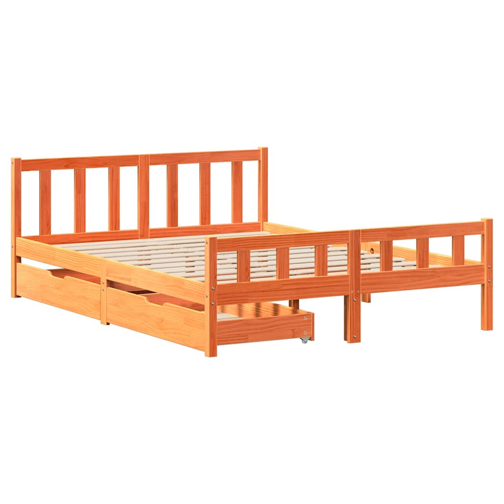 Bedframe zonder matras massief grenenhout wasbruin 150x200 cm is nu te koop bij PeponiXL, paradijselijk wonen!