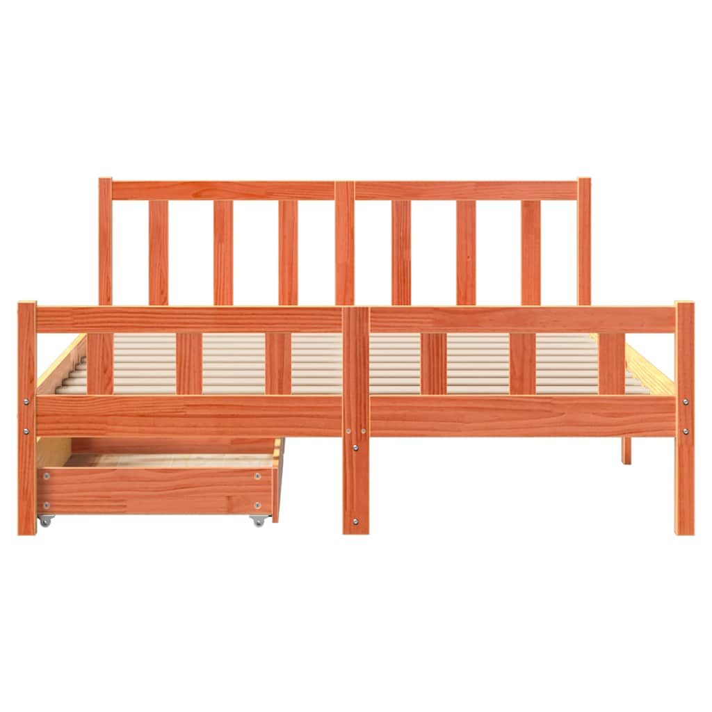 Bedframe zonder matras massief grenenhout wasbruin 150x200 cm is nu te koop bij PeponiXL, paradijselijk wonen!