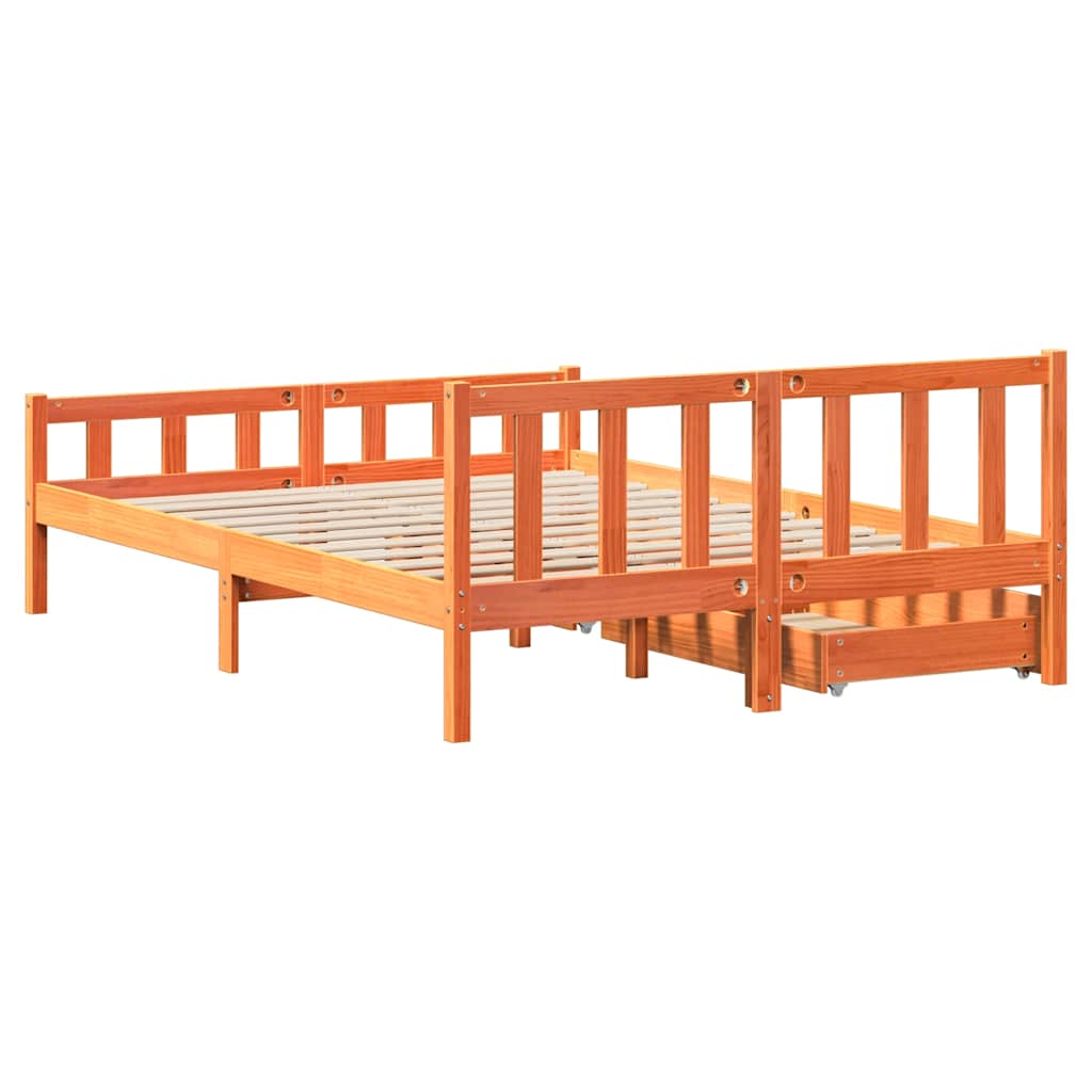 Bedframe zonder matras massief grenenhout wasbruin 150x200 cm is nu te koop bij PeponiXL, paradijselijk wonen!