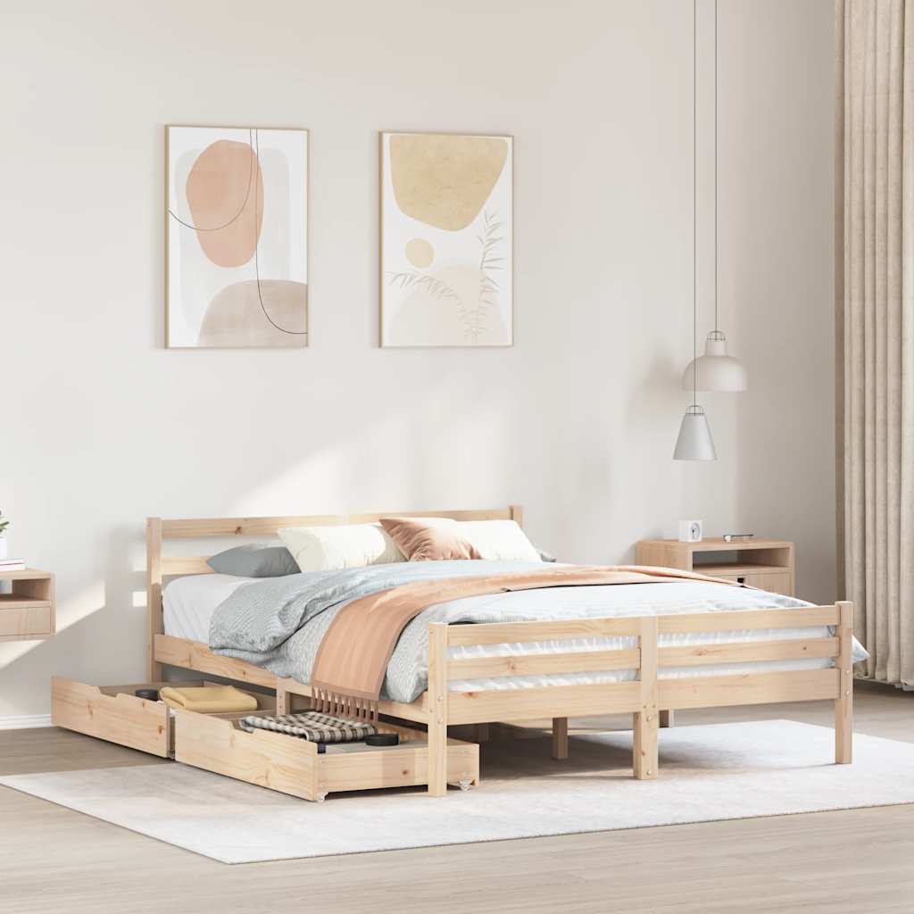 Bedframe zonder matras massief grenenhout 135x190 cm is nu te koop bij PeponiXL, paradijselijk wonen!