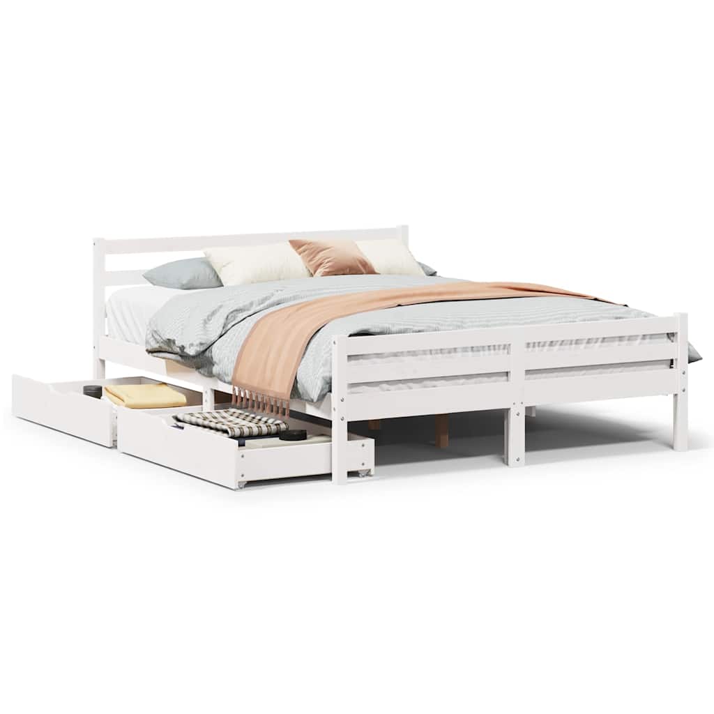 Bedframe zonder matras massief grenenhout wit 135x190 cm is nu te koop bij PeponiXL, paradijselijk wonen!