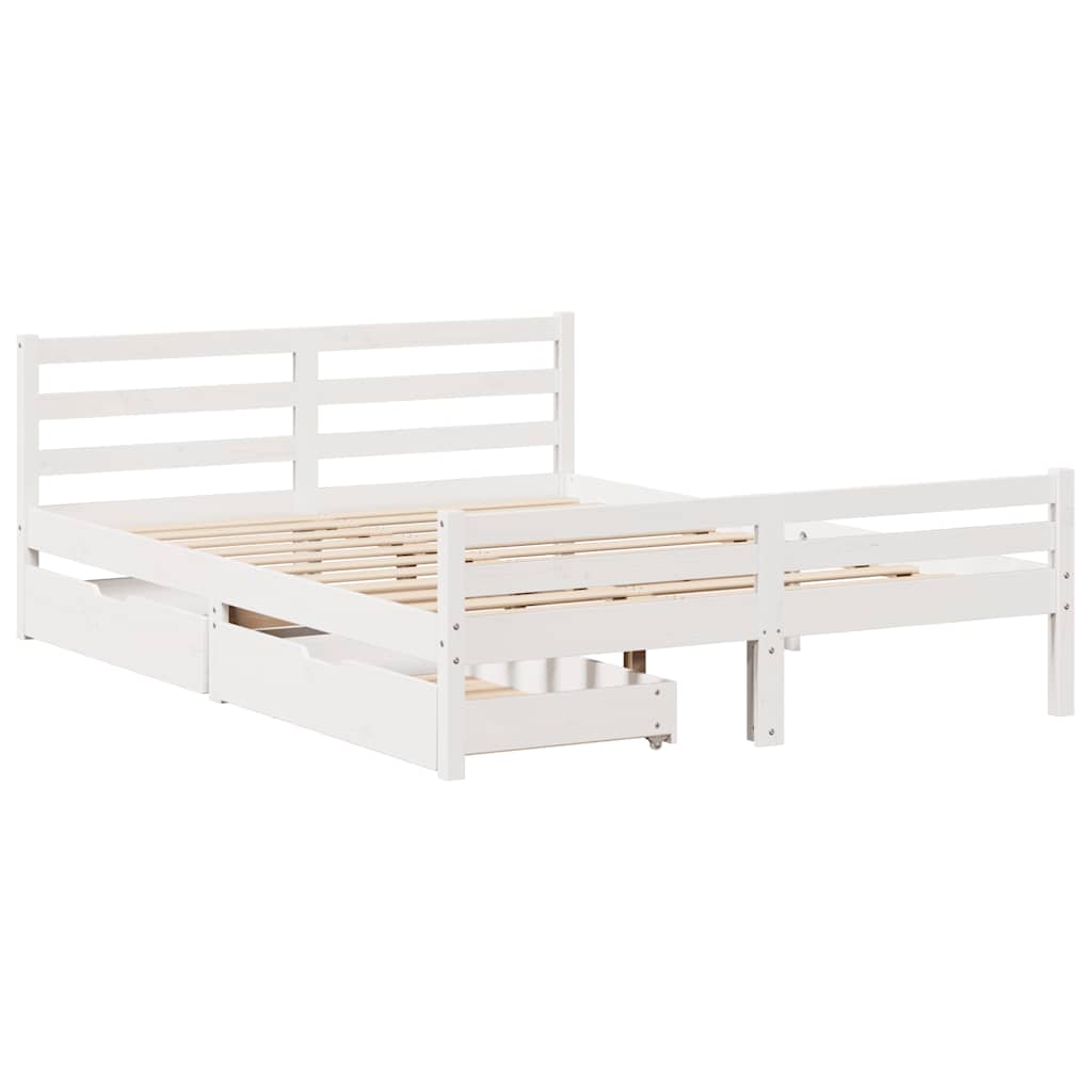Bedframe zonder matras massief grenenhout wit 135x190 cm is nu te koop bij PeponiXL, paradijselijk wonen!