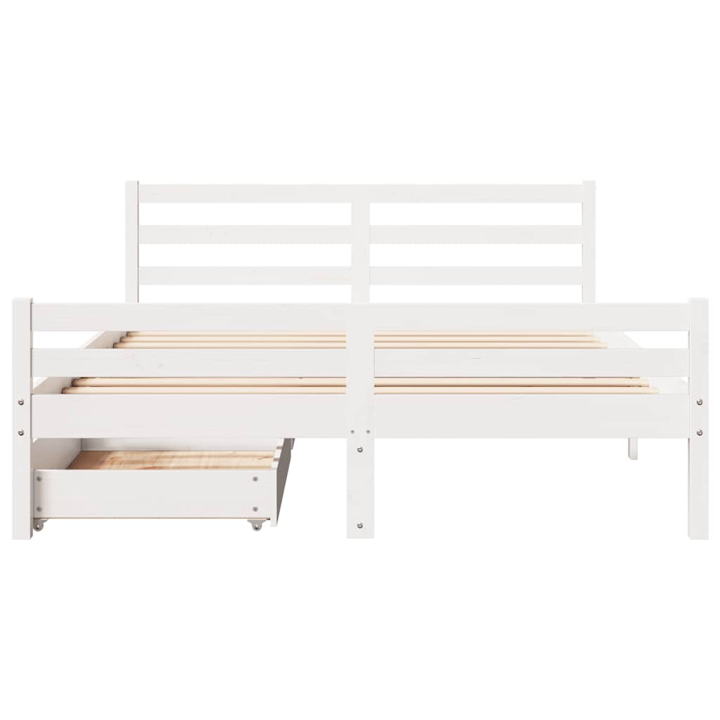 Bedframe zonder matras massief grenenhout wit 135x190 cm is nu te koop bij PeponiXL, paradijselijk wonen!