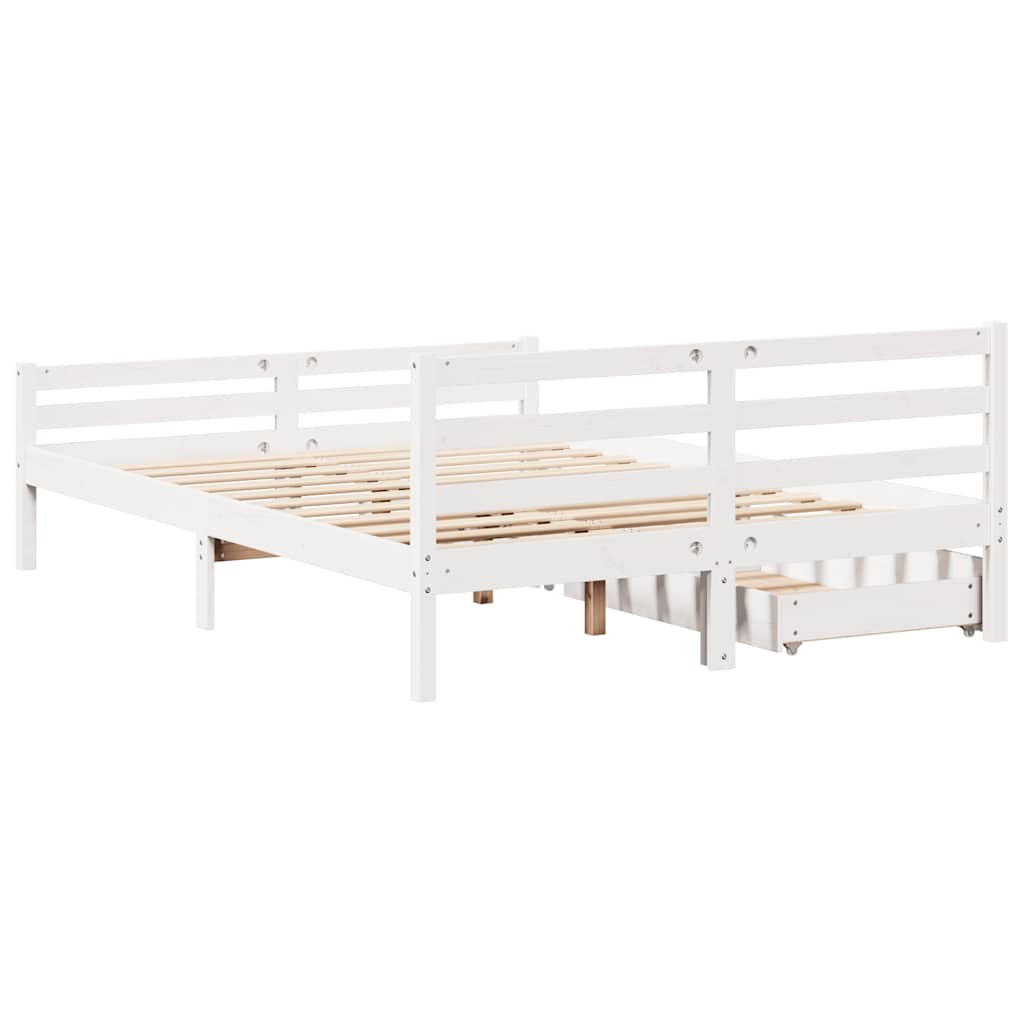 Bedframe zonder matras massief grenenhout wit 135x190 cm is nu te koop bij PeponiXL, paradijselijk wonen!