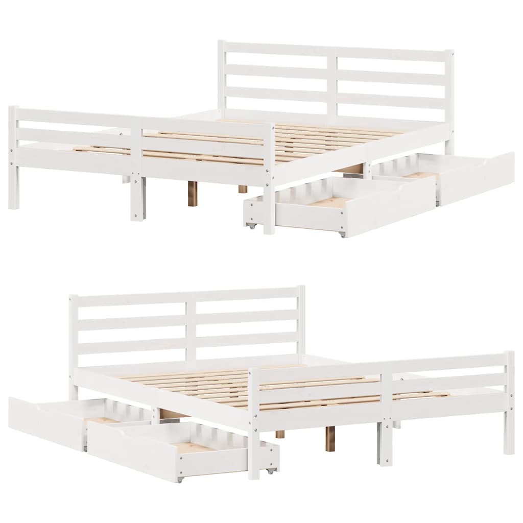 Bedframe zonder matras massief grenenhout wit 135x190 cm is nu te koop bij PeponiXL, paradijselijk wonen!