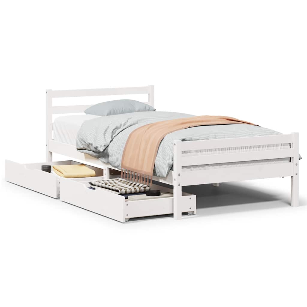 Bedframe zonder matras massief grenenhout wit 140x200 cm is nu te koop bij PeponiXL, paradijselijk wonen!