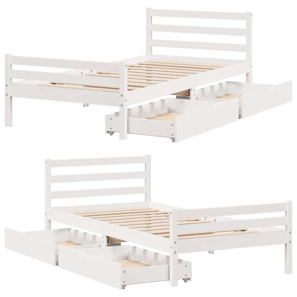 Bedframe zonder matras massief grenenhout wit 140x200 cm is nu te koop bij PeponiXL, paradijselijk wonen!