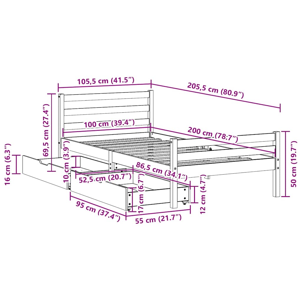 Bedframe zonder matras massief grenenhout wit 140x200 cm is nu te koop bij PeponiXL, paradijselijk wonen!