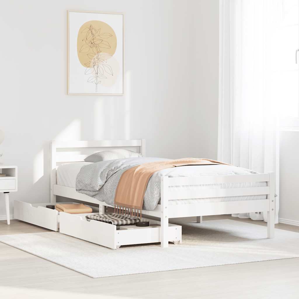 Bedframe zonder matras massief grenenhout wit 140x200 cm is nu te koop bij PeponiXL, paradijselijk wonen!
