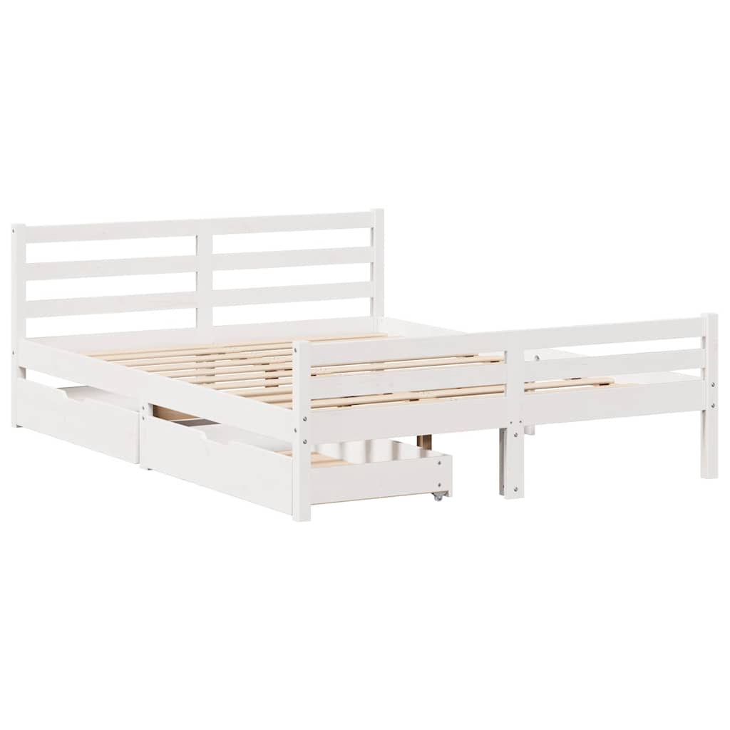 Bedframe zonder matras massief grenenhout wit 140x200 cm is nu te koop bij PeponiXL, paradijselijk wonen!