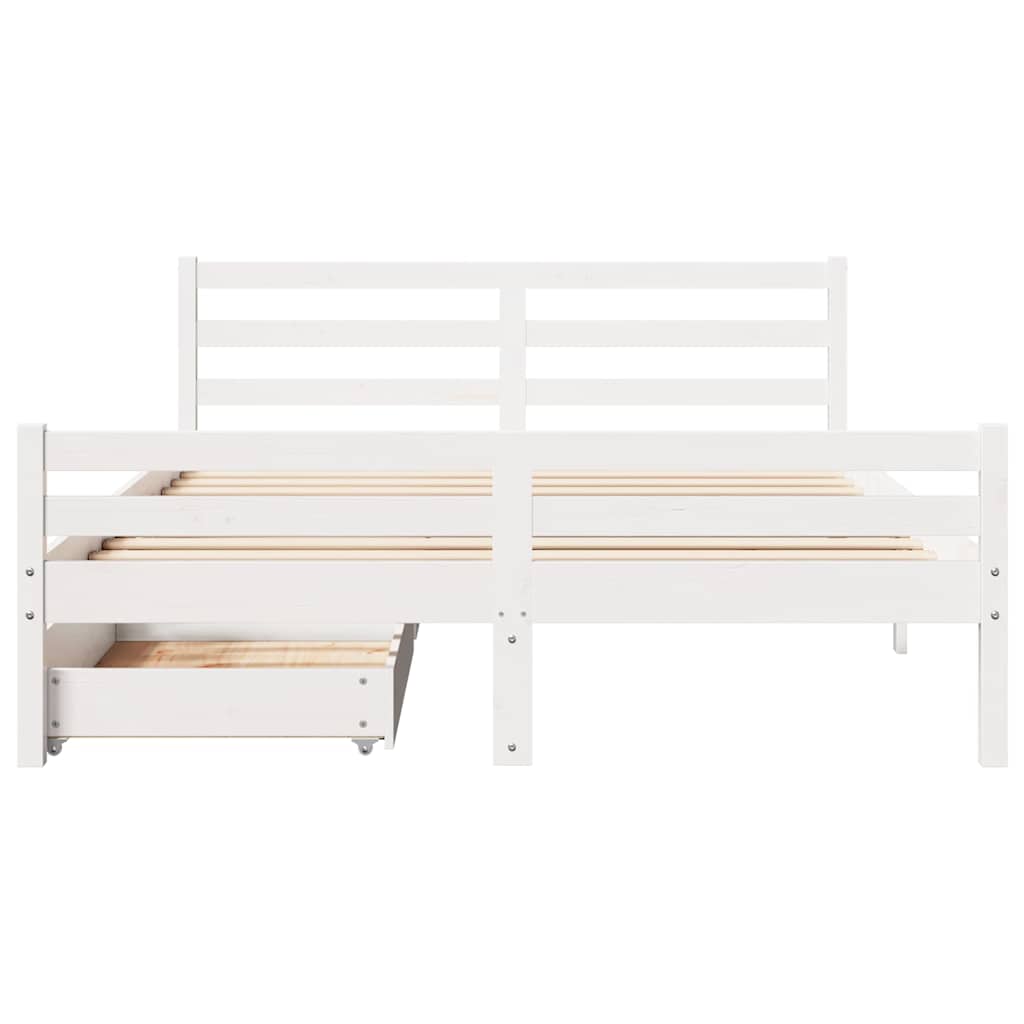 Bedframe zonder matras massief grenenhout wit 140x200 cm is nu te koop bij PeponiXL, paradijselijk wonen!
