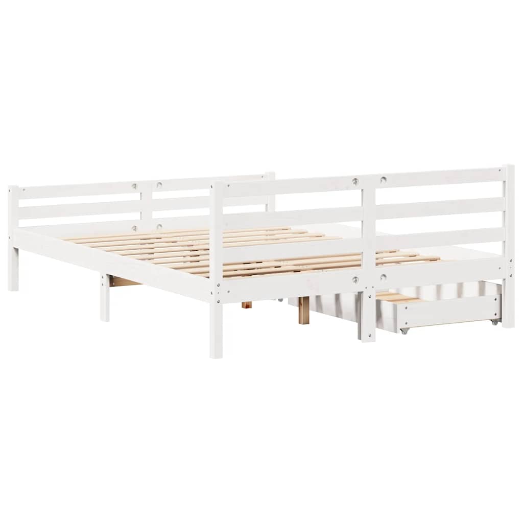 Bedframe zonder matras massief grenenhout wit 140x200 cm is nu te koop bij PeponiXL, paradijselijk wonen!
