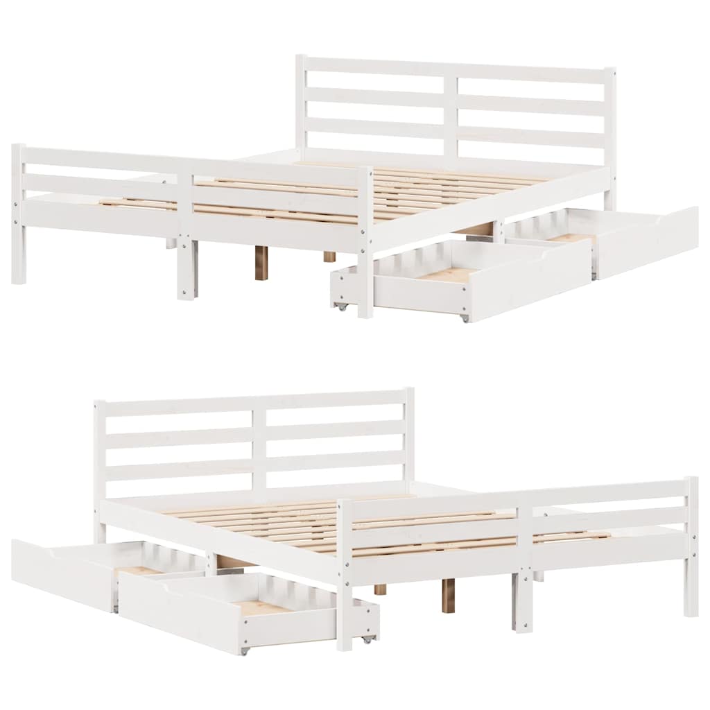 Bedframe zonder matras massief grenenhout wit 140x200 cm is nu te koop bij PeponiXL, paradijselijk wonen!