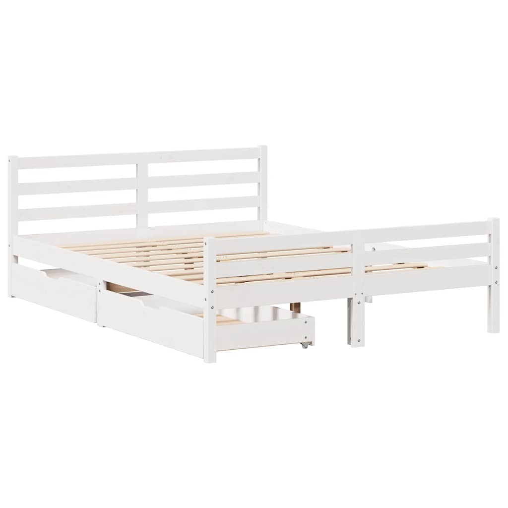 Bedframe zonder matras massief grenenhout wit 150x200 cm is nu te koop bij PeponiXL, paradijselijk wonen!