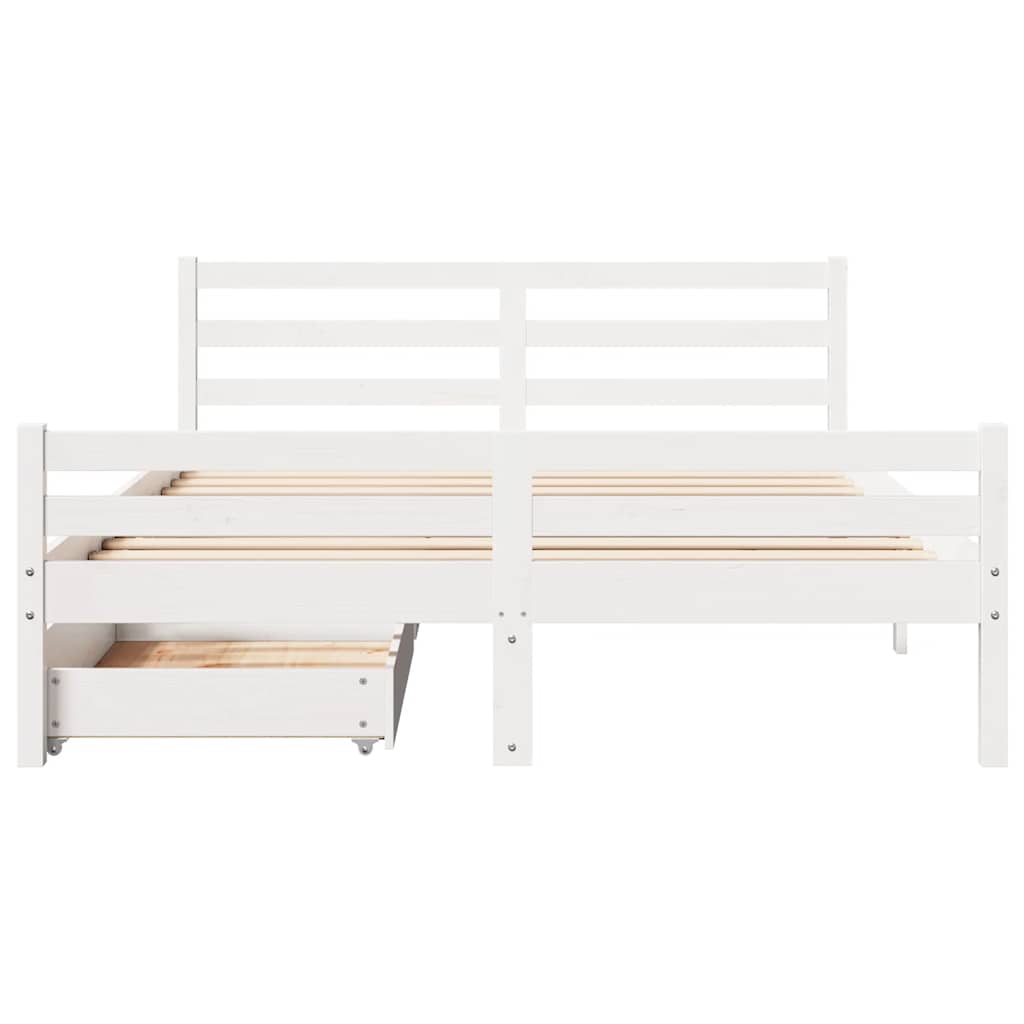 Bedframe zonder matras massief grenenhout wit 150x200 cm is nu te koop bij PeponiXL, paradijselijk wonen!
