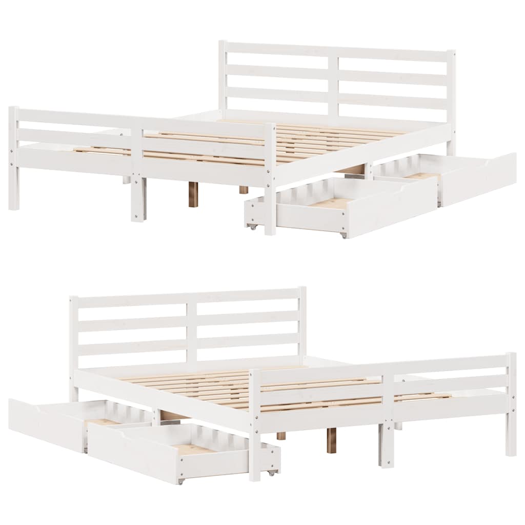 Bedframe zonder matras massief grenenhout wit 150x200 cm is nu te koop bij PeponiXL, paradijselijk wonen!