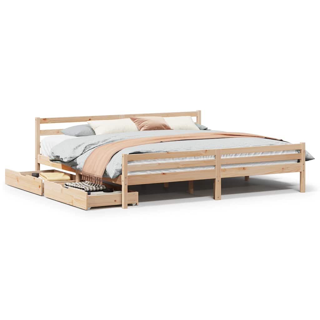 Bedframe zonder matras massief grenenhout 200x200 cm is nu te koop bij PeponiXL, paradijselijk wonen!