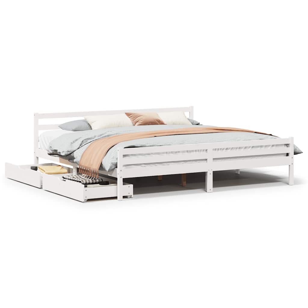 Bedframe zonder matras massief grenenhout wit 200x200 cm is nu te koop bij PeponiXL, paradijselijk wonen!
