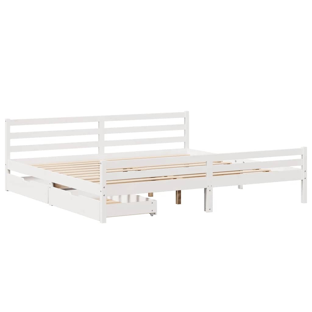 Bedframe zonder matras massief grenenhout wit 200x200 cm is nu te koop bij PeponiXL, paradijselijk wonen!
