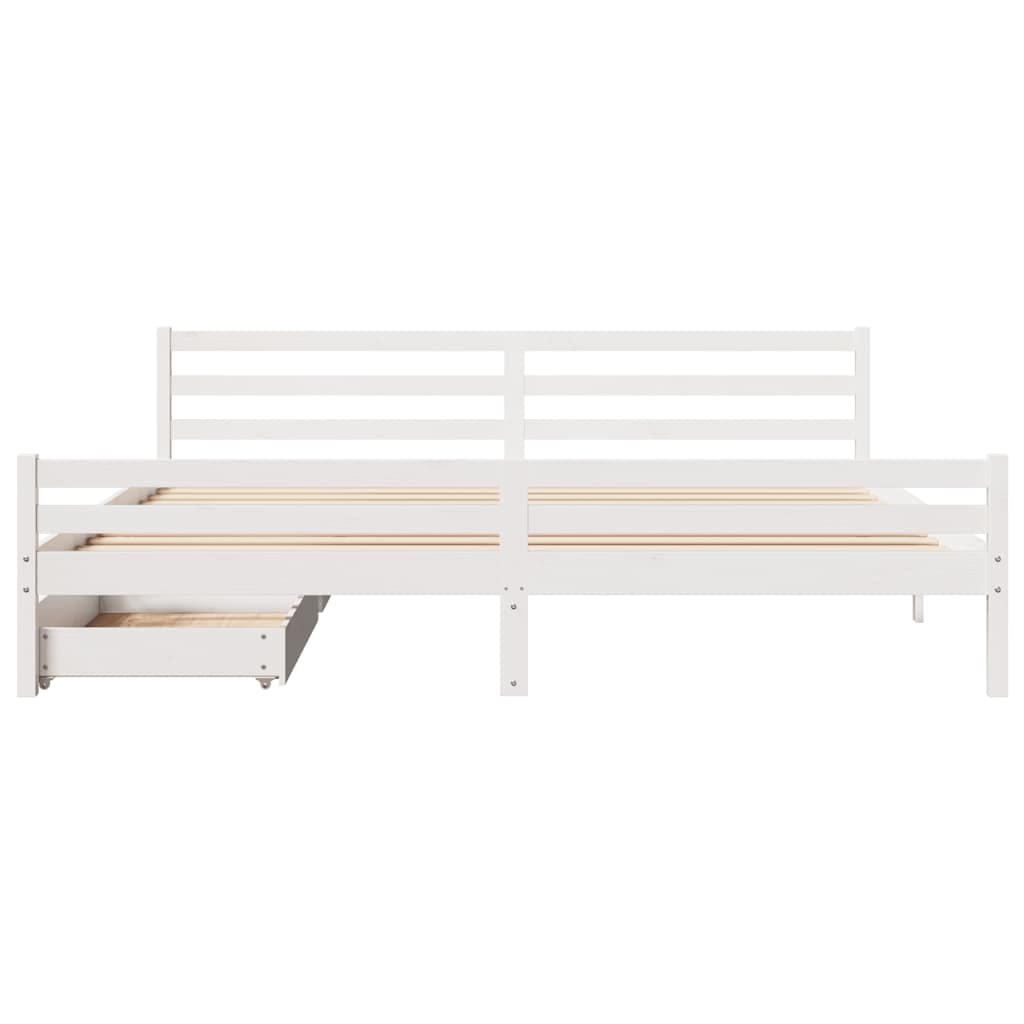 Bedframe zonder matras massief grenenhout wit 200x200 cm is nu te koop bij PeponiXL, paradijselijk wonen!