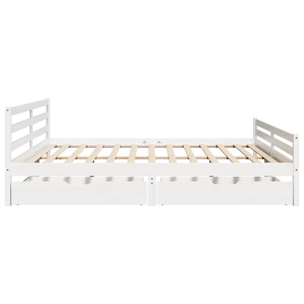 Bedframe zonder matras massief grenenhout wit 200x200 cm is nu te koop bij PeponiXL, paradijselijk wonen!