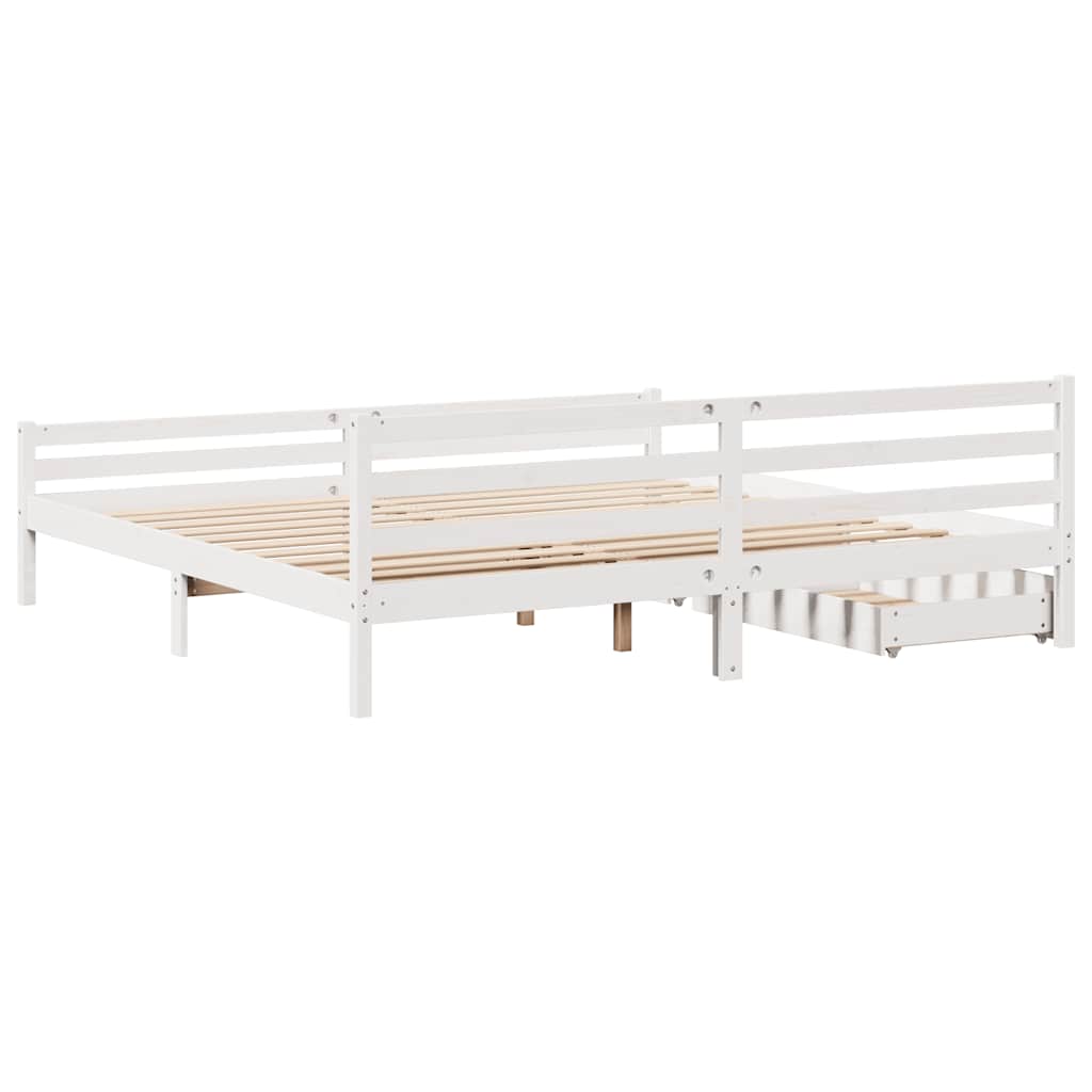Bedframe zonder matras massief grenenhout wit 200x200 cm is nu te koop bij PeponiXL, paradijselijk wonen!