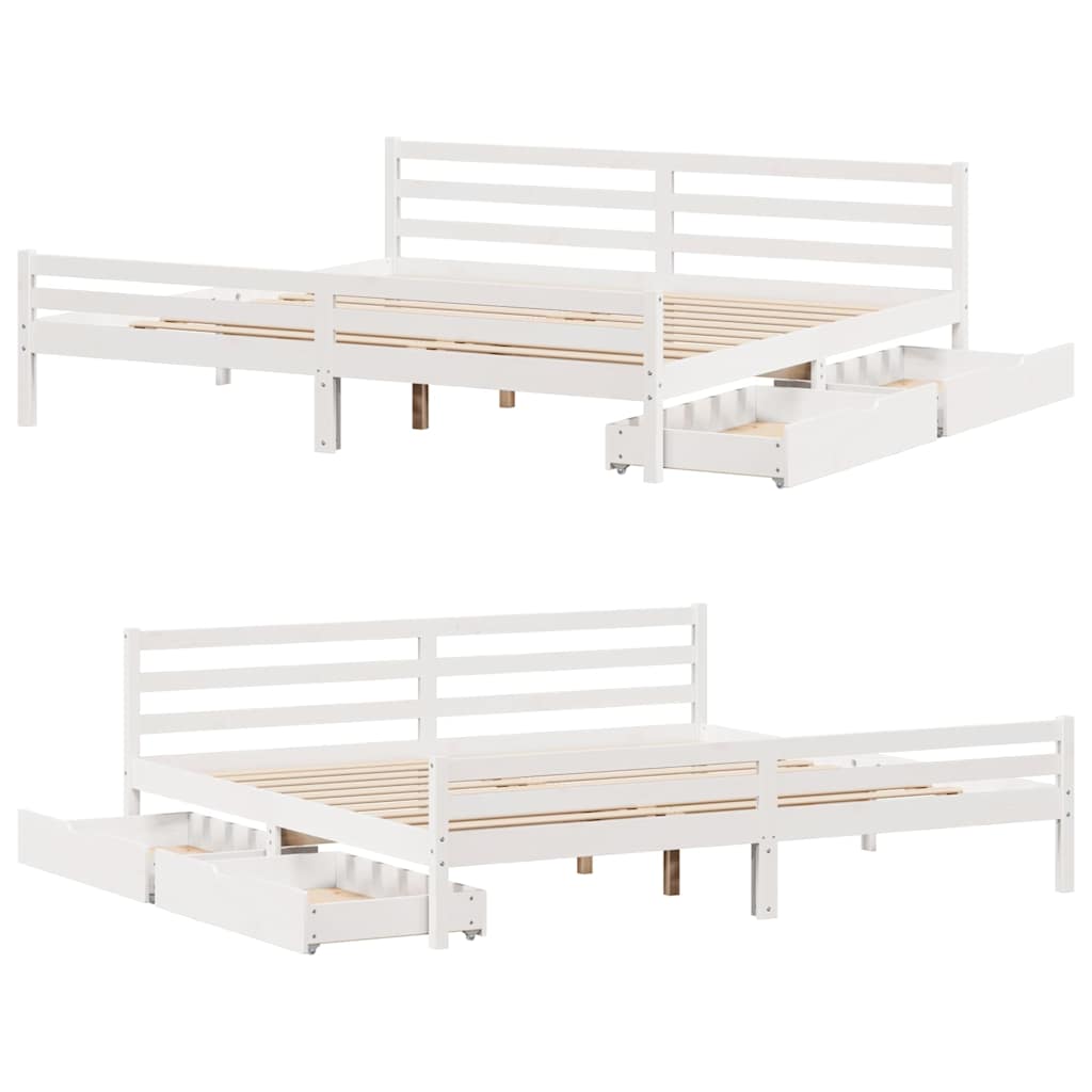 Bedframe zonder matras massief grenenhout wit 200x200 cm is nu te koop bij PeponiXL, paradijselijk wonen!