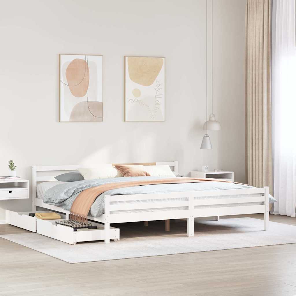 Bedframe zonder matras massief grenenhout wit 200x200 cm is nu te koop bij PeponiXL, paradijselijk wonen!