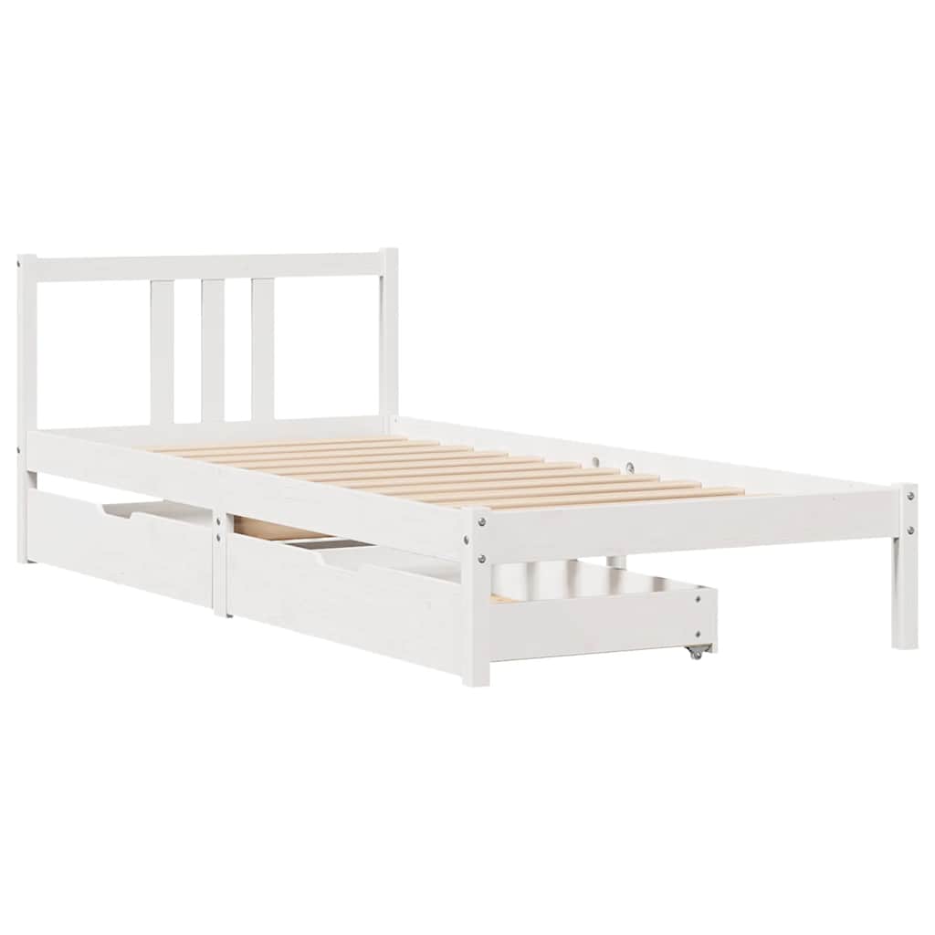 Bedframe zonder matras massief grenenhout wit 90x200 cm is nu te koop bij PeponiXL, paradijselijk wonen!