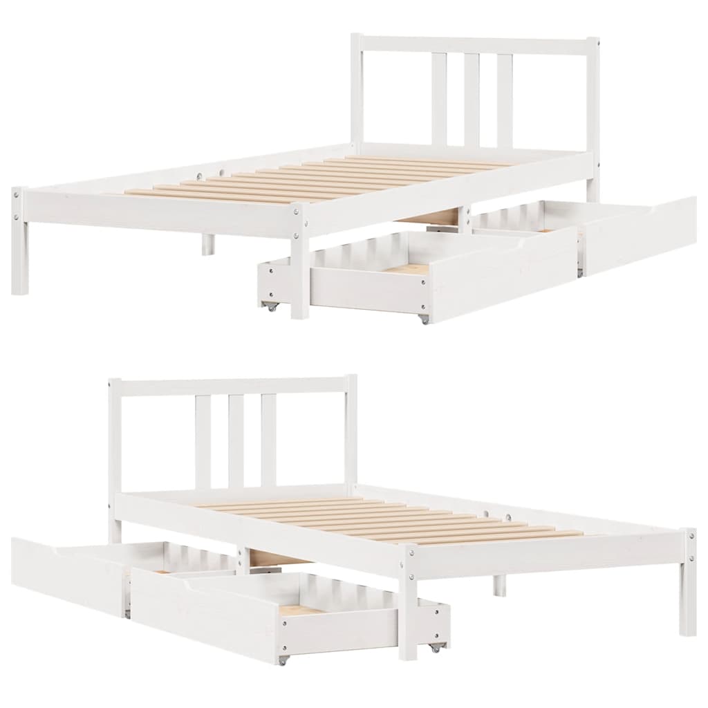 Bedframe zonder matras massief grenenhout wit 90x200 cm is nu te koop bij PeponiXL, paradijselijk wonen!