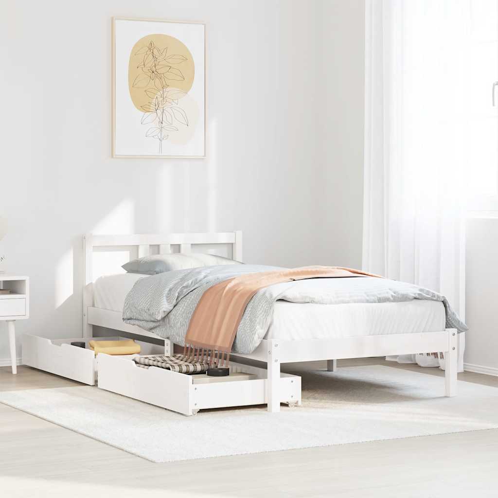 Bedframe zonder matras massief grenenhout wit 90x200 cm is nu te koop bij PeponiXL, paradijselijk wonen!