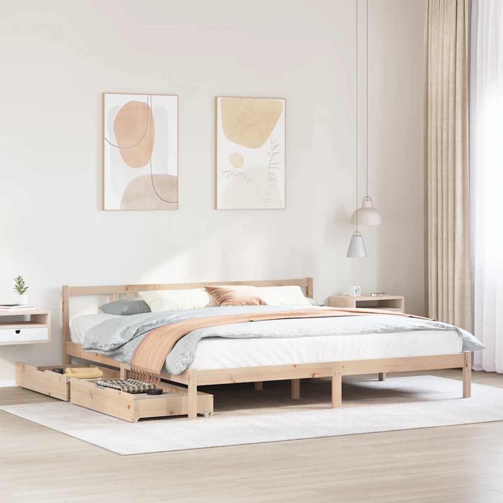 Bedframe zonder matras massief grenenhout 200x200 cm is nu te koop bij PeponiXL, paradijselijk wonen!