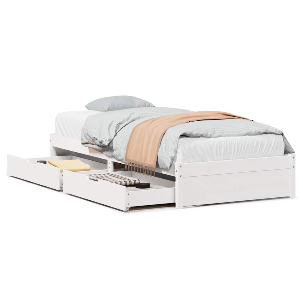 Bedframe zonder matras massief grenenhout wit 75x190 cm is nu te koop bij PeponiXL, paradijselijk wonen!