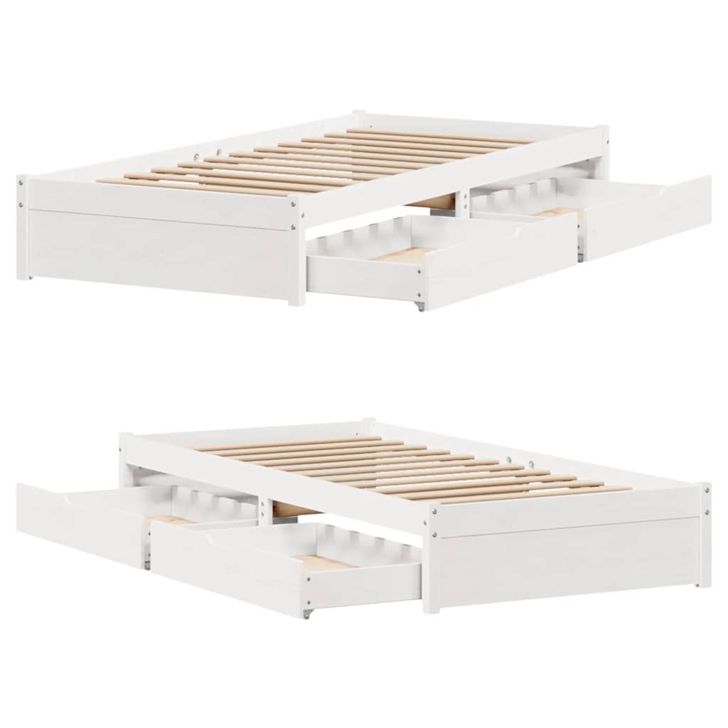 Bedframe zonder matras massief grenenhout wit 75x190 cm is nu te koop bij PeponiXL, paradijselijk wonen!