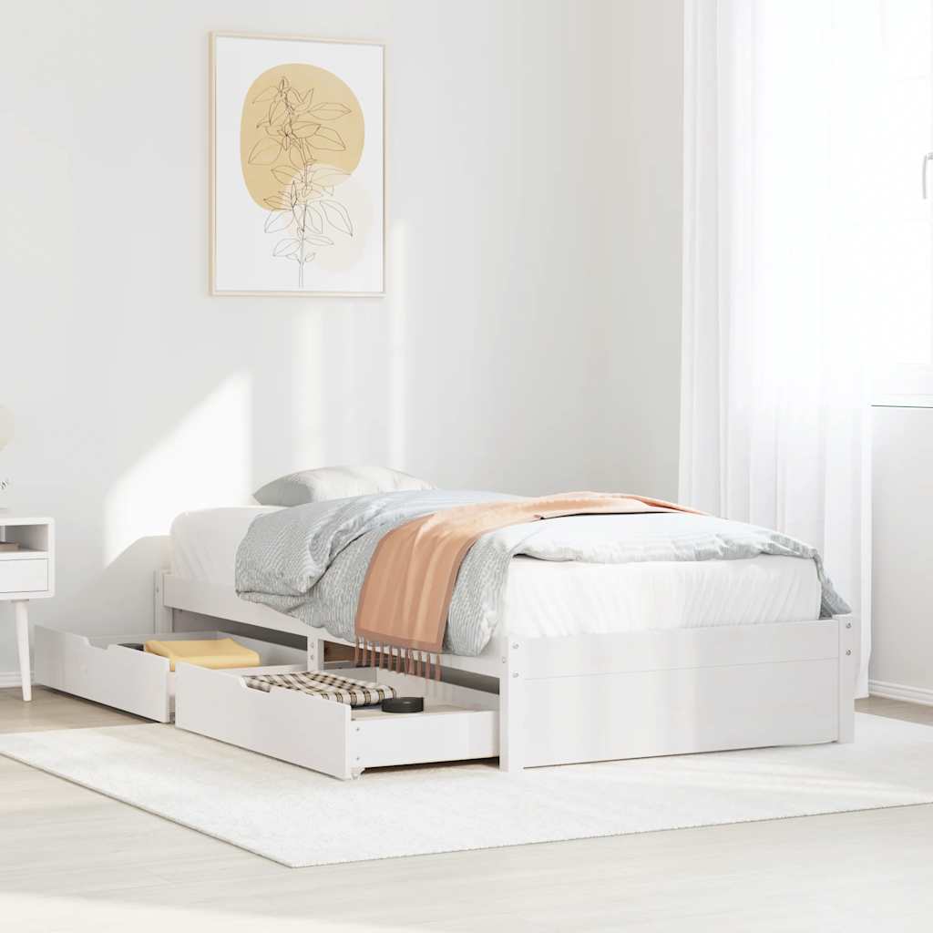Bedframe zonder matras massief grenenhout wit 75x190 cm is nu te koop bij PeponiXL, paradijselijk wonen!